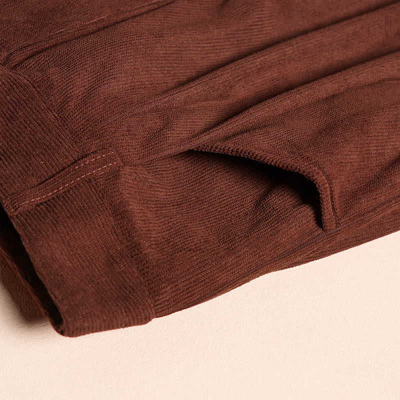 Buddha Stones Commute Solid Color Corduroy Zipper Women's Harem High Waist Pants With Pockets - image 7