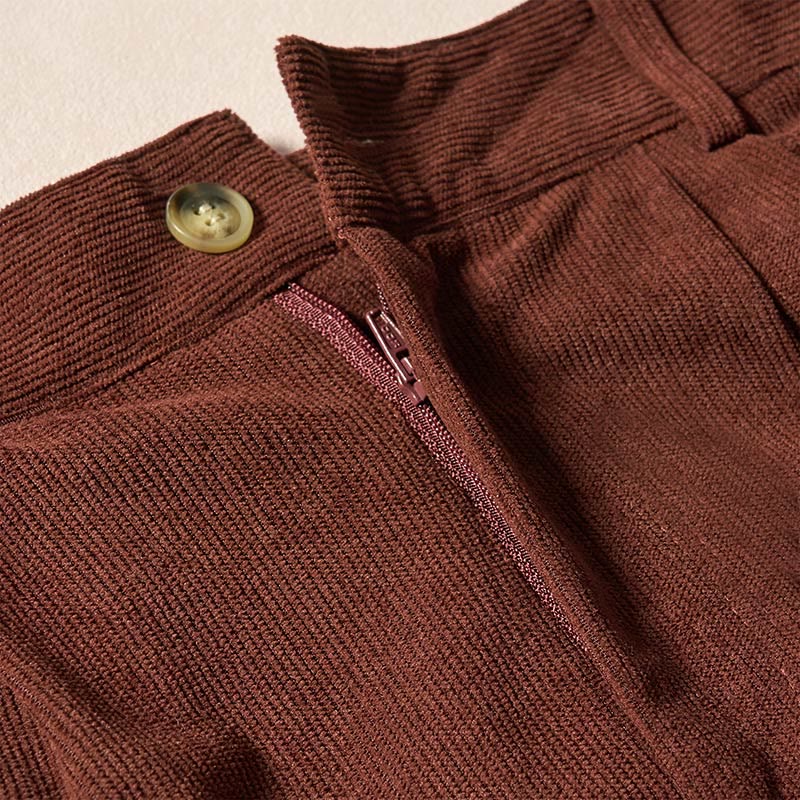 Buddha Stones Commute Solid Color Corduroy Zipper Women's Harem High Waist Pants With Pockets - image 4