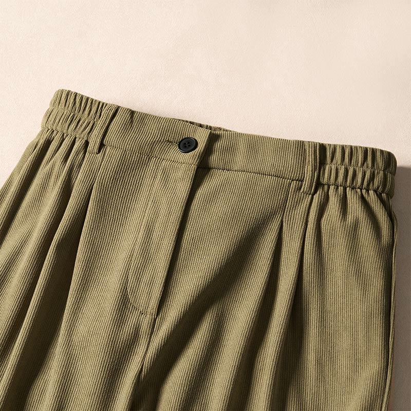 Buddha Stones Commute Fall Corduroy Women's Harem High Waist Pants With Pockets - image 2