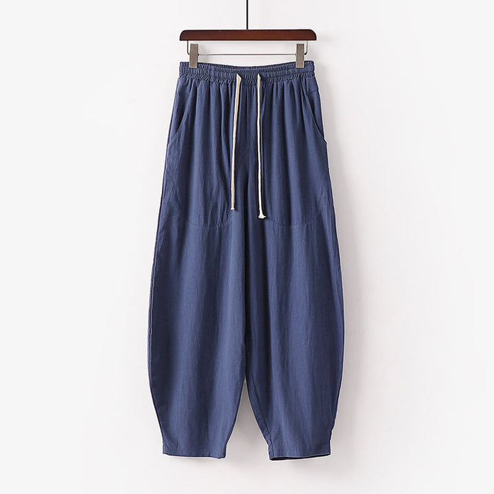 Buddha Stones Spring Fall Solid Color Drawstring Men's Ankle-Length Harem Pants With Pockets - SteelBlue - US/UK/AU54，EU64 (9XL) - image 12