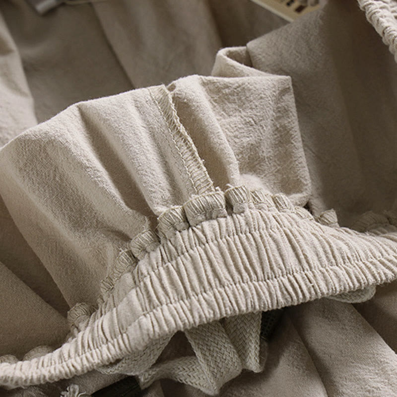 Buddha Stones Plain Drawstring Tapered Ankle-Length Men's Cotton Linen Pants With Pockets - image 10