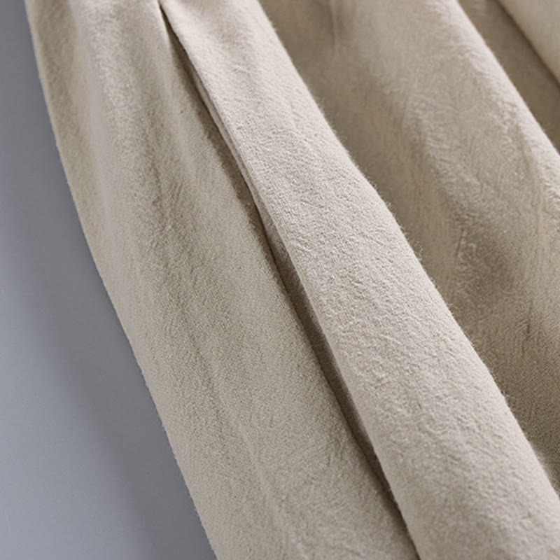 Buddha Stones Plain Drawstring Tapered Ankle-Length Men's Cotton Linen Pants With Pockets - image 9