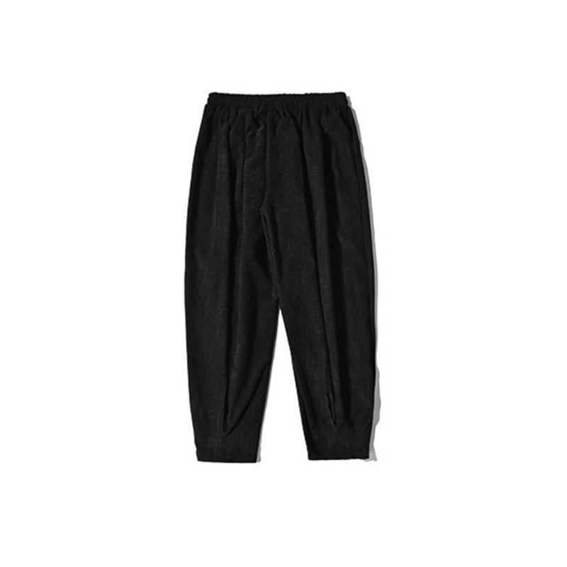 Buddha Stones Retro Men's Plain Fleece-Lined Corduroy Simple Design Harem Pants With Pockets - image 46
