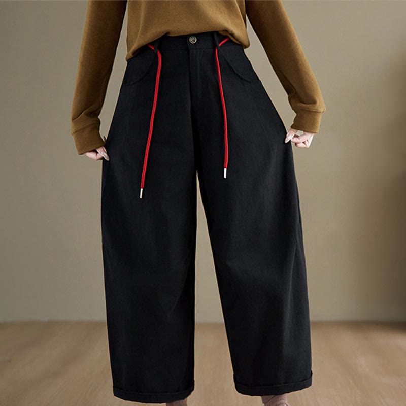 Buddha Stones Plain Cotton Casual Women's 7-8 Length Pants With Pockets - image 12