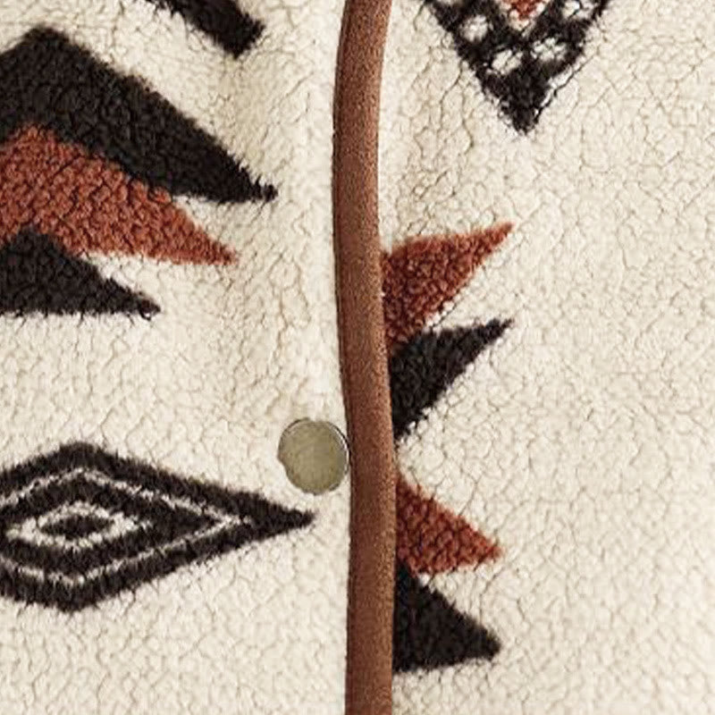 Buddha Stones Fall Winter Buttons Geometric Patterns Long Sleeve Cotton Women's Jacket  - image 11