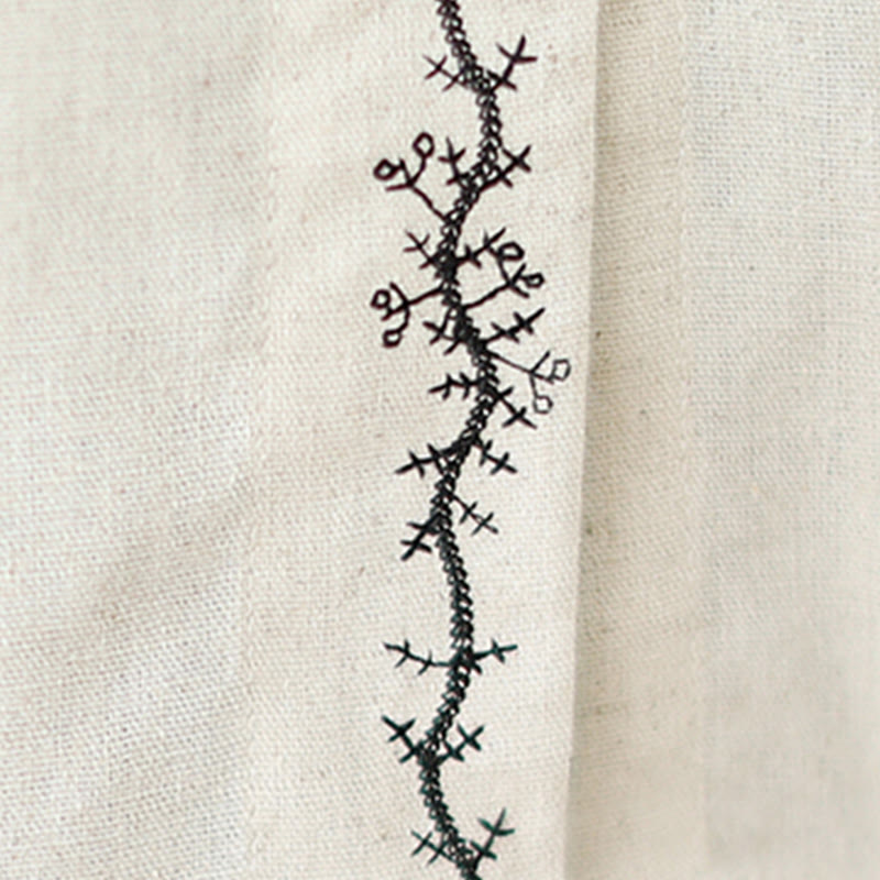 Buddha Stones Spring Embroidery Buttons Design Women's Cotton Peter Pan Collar Long Sleeve Shirt - image 10