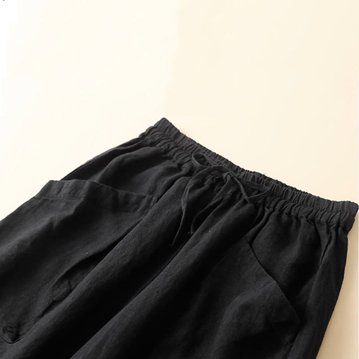 Buddha Stones Commute Women's Plain Harem Capri Cotton Pants With Pockets - image 10