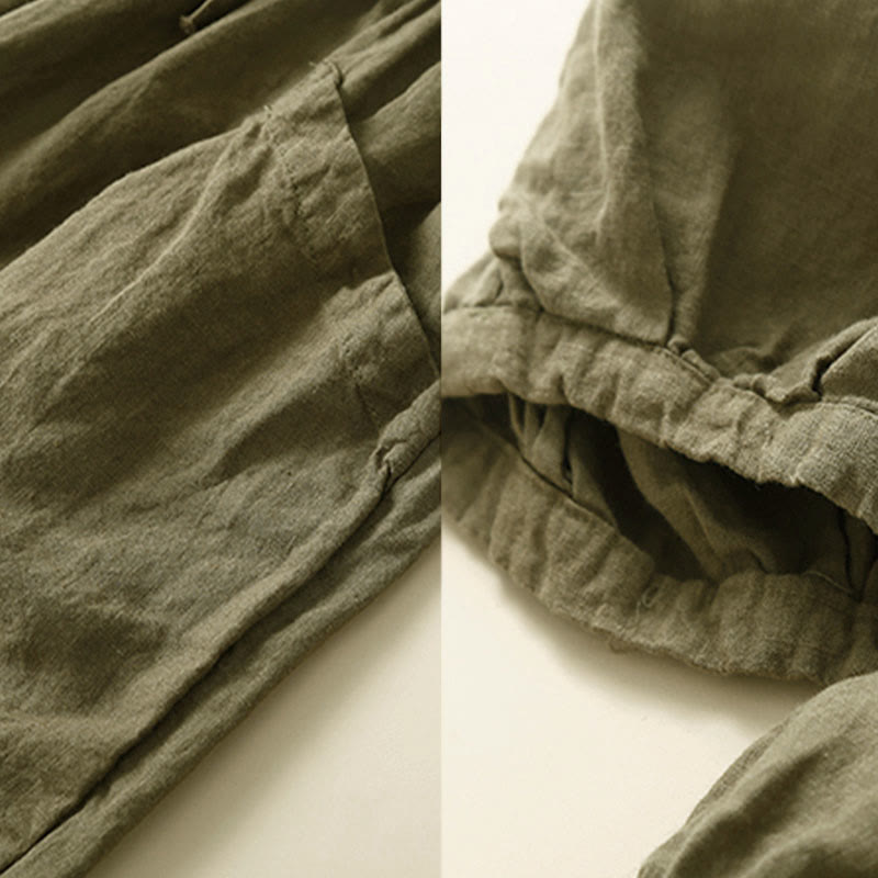 Buddha Stones Commute Women's Plain Harem Capri Cotton Pants With Pockets - image 4