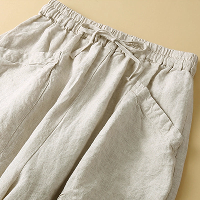 Buddha Stones Commute Women's Plain Harem Capri Cotton Pants With Pockets - image 15