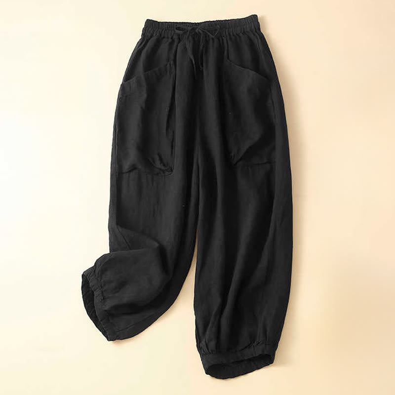 Buddha Stones Commute Women's Plain Harem Capri Pants With Pockets - Black - US8-10，UK/AU12-14，EU40-42 (2XL) - image 5