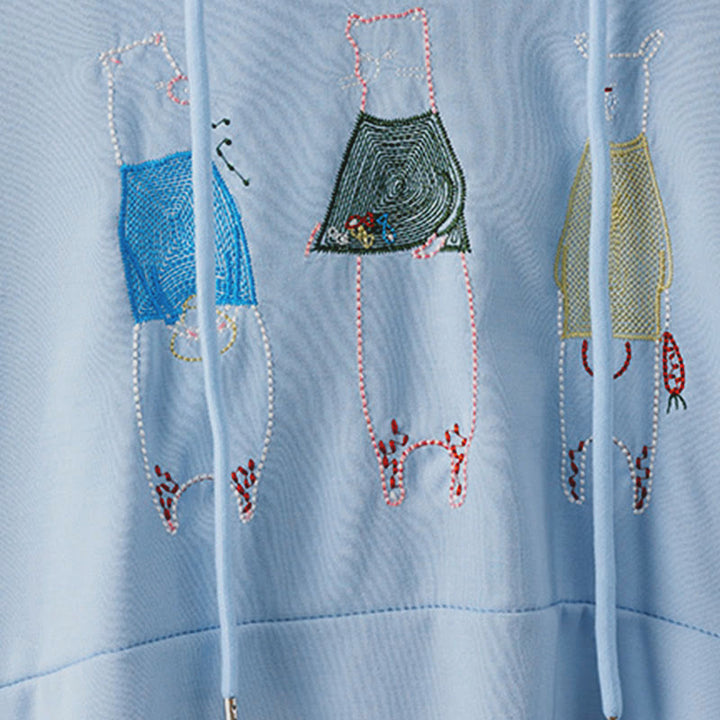 Buddha Stones Fall Embroidery Bear Long Sleeve Women's Hoodie - image 13