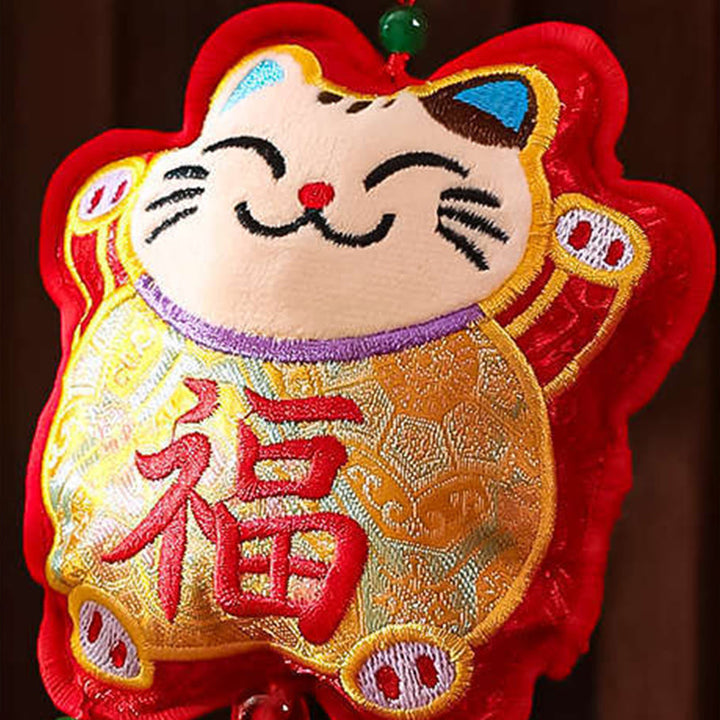 Buddha Stones Embroidery Year Of The Horse Fu Character Copper Coin Shape Red String Hanging Decoration - image 12
