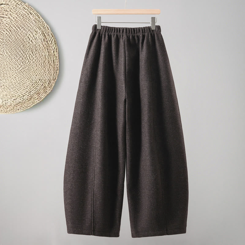 Buddha Stones Plain Cotton Lace-Up Design Thick Women's Pants With Pockets - SaddleBrown - US8-10，UK/AU12-14，EU40-42 (2XL) - image 14