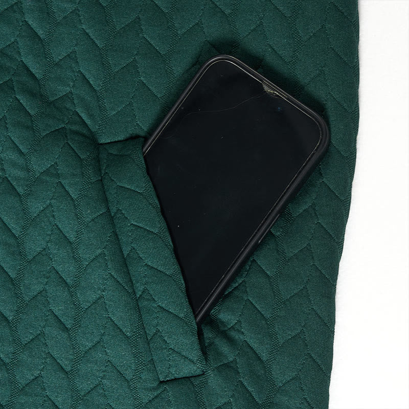 Buddha Stones Fall Wheat Ear Pattern Mid-length Design Women's Long Sleeve Hooded Coat With Pockets - image 11