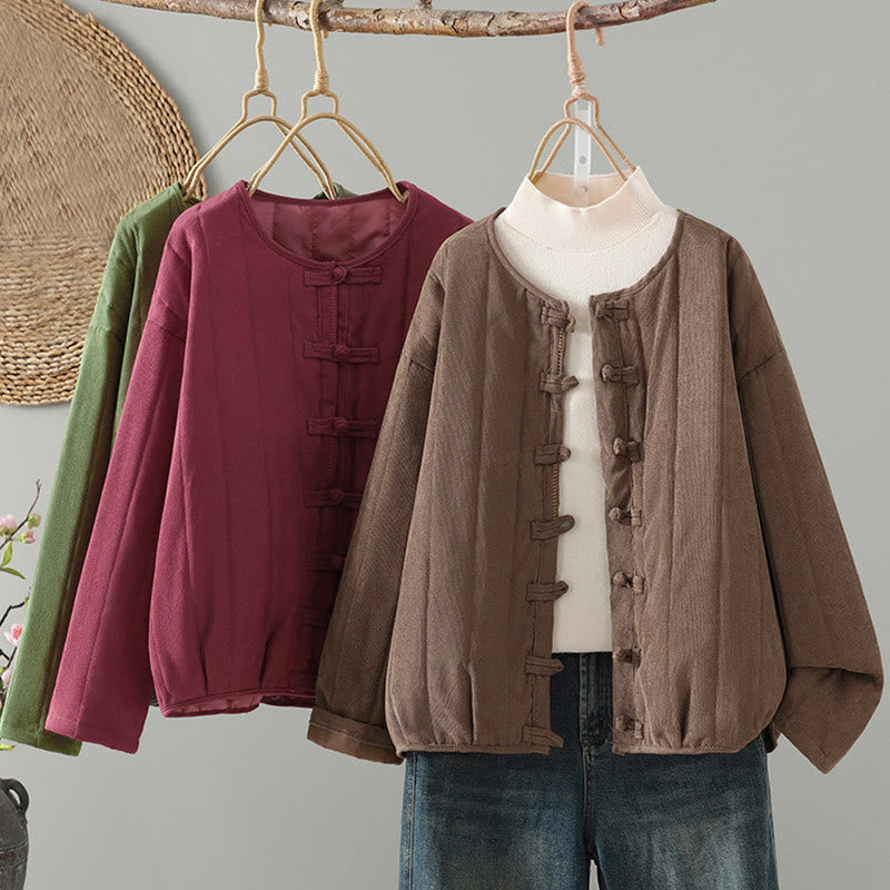 Buddha Stones Simple Plain Frog-Button Women's Cotton Long Sleeve Jacket - image 20