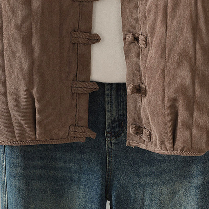 Buddha Stones Simple Plain Frog-Button Women's Cotton Long Sleeve Jacket - image 5