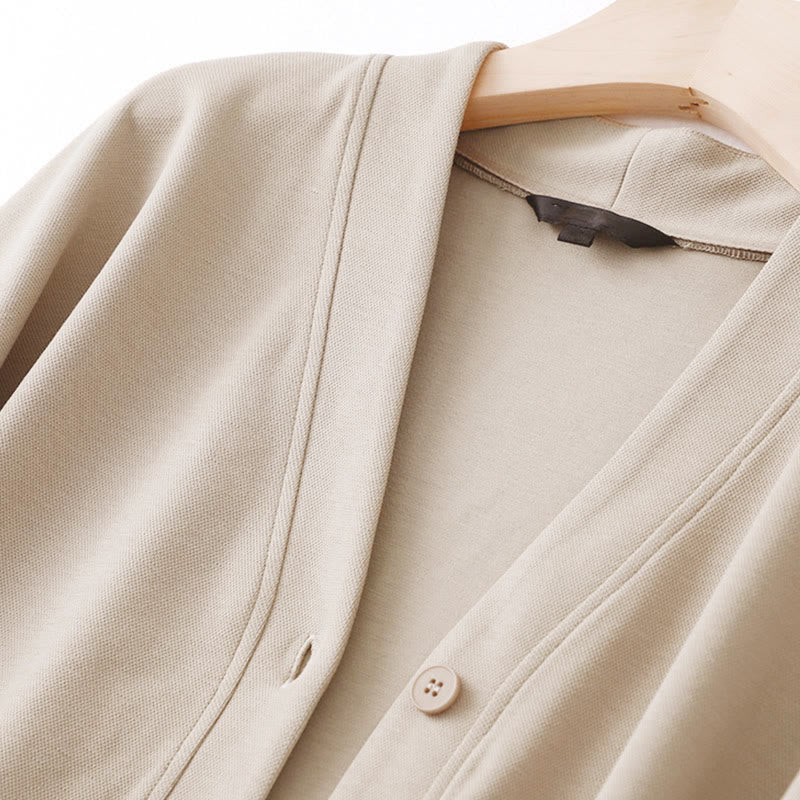 Buddha Stones Plain Buttons Women's Cotton Long Sleeve Jacket - image 8