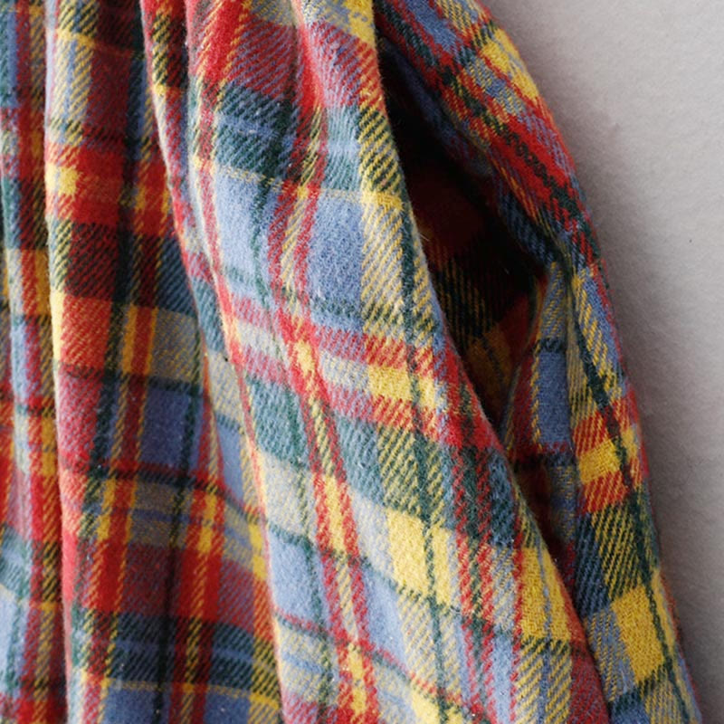 Buddha Stones Fall Winter Women's Plaid Pattern Cotton Skirt With Pockets - image 3