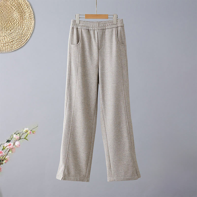 Buddha Stones Plain Color Blocking Cotton Thick Casual Women's Pants With Pockets - DarkGray - US8-10，UK/AU12-14，EU40-42 (2XL) - image 9
