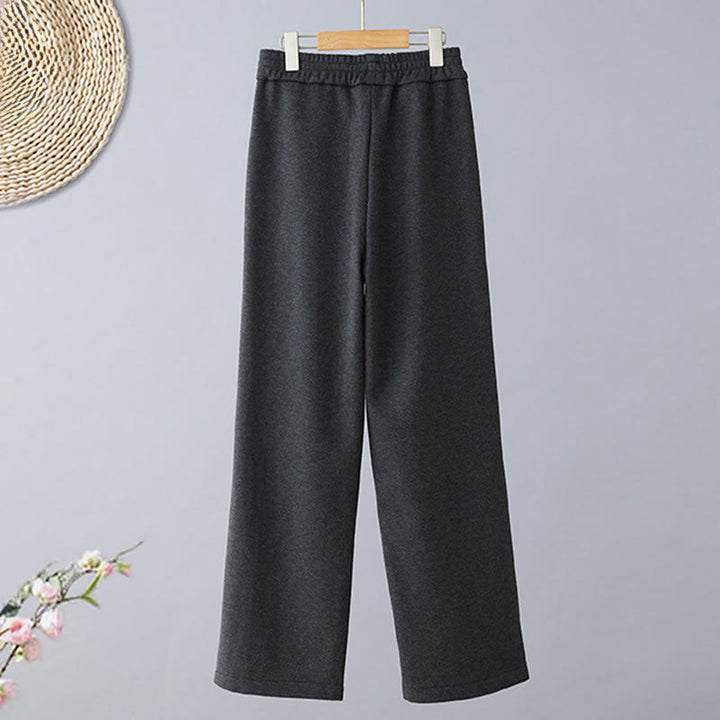 Buddha Stones Plain Color Blocking Cotton Thick Casual Women's Pants With Pockets - image 6