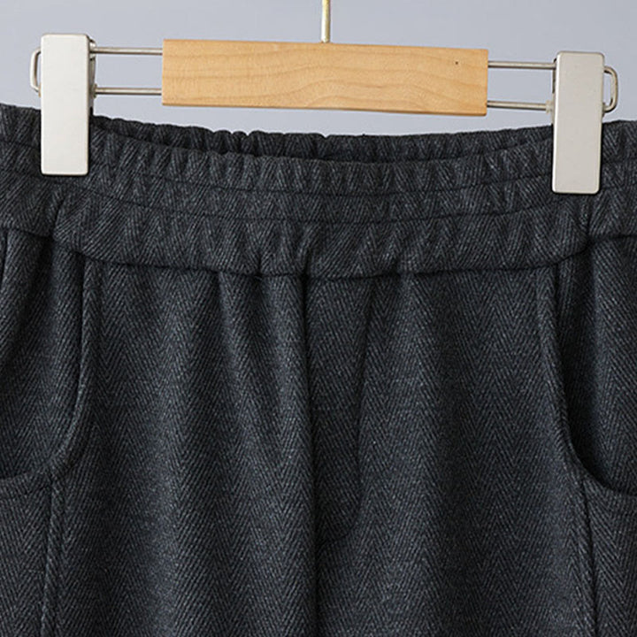 Buddha Stones Plain Color Blocking Cotton Thick Casual Women's Pants With Pockets - image 7