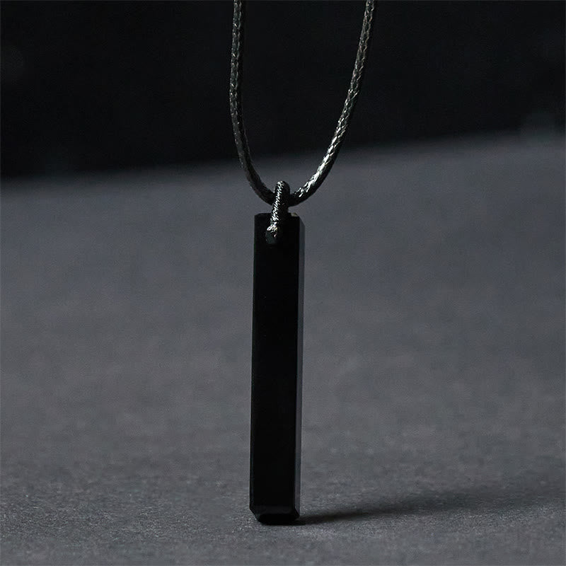 Buddha Stones Black Obsidian Blue Sandstone Transformation Necklace Pendant - Black Obsidian - image 0