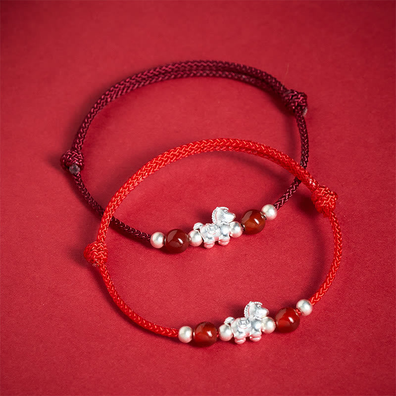 Buddha Stones 999 Sterling Silver Red Agate Year Of The Horse Prosperity String Bracelet - image 16