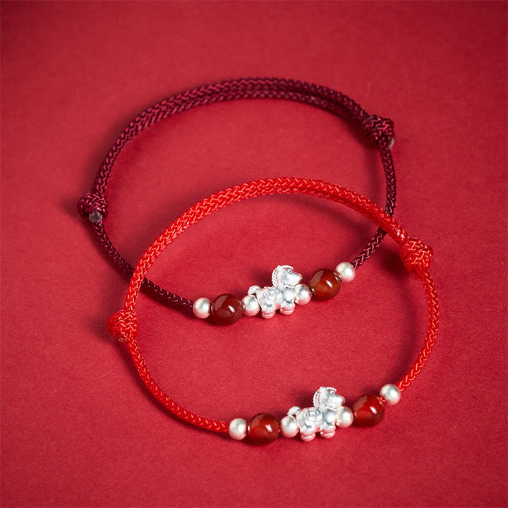 Buddha Stones 999 Sterling Silver Red Agate Year Of The Horse Prosperity String Bracelet - image 16