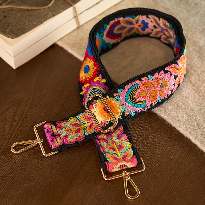 Buddha Stones Multicolor Flower Embroidery Adjustable Handbags Crossbody Shoulder Bag Straps - image 3