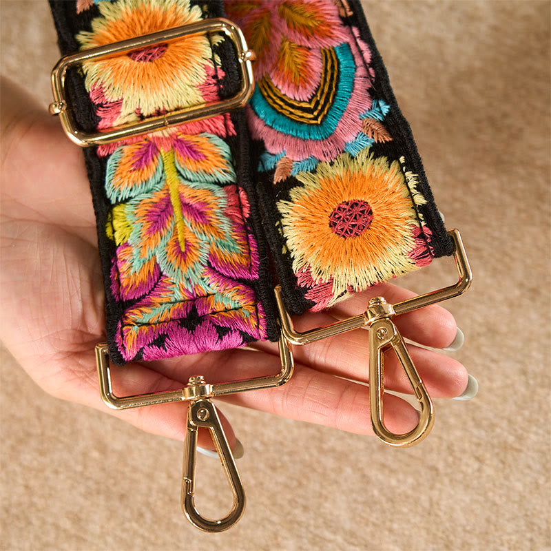 Buddha Stones Multicolor Flower Embroidery Adjustable Handbags Crossbody Shoulder Bag Straps - image 6
