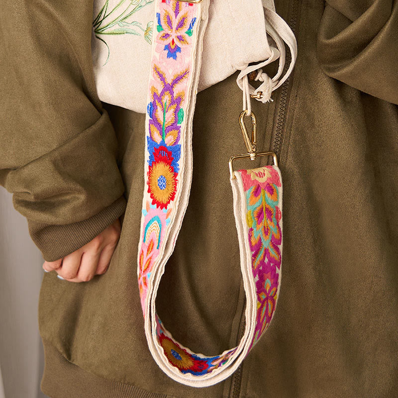 Buddha Stones Multicolor Flower Embroidery Adjustable Handbags Crossbody Shoulder Bag Straps - image 17