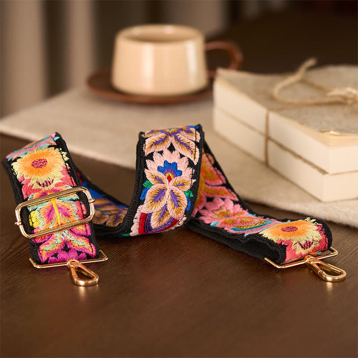 Buddha Stones Multicolor Flower Embroidery Adjustable Handbags Crossbody Shoulder Bag Straps - image 5