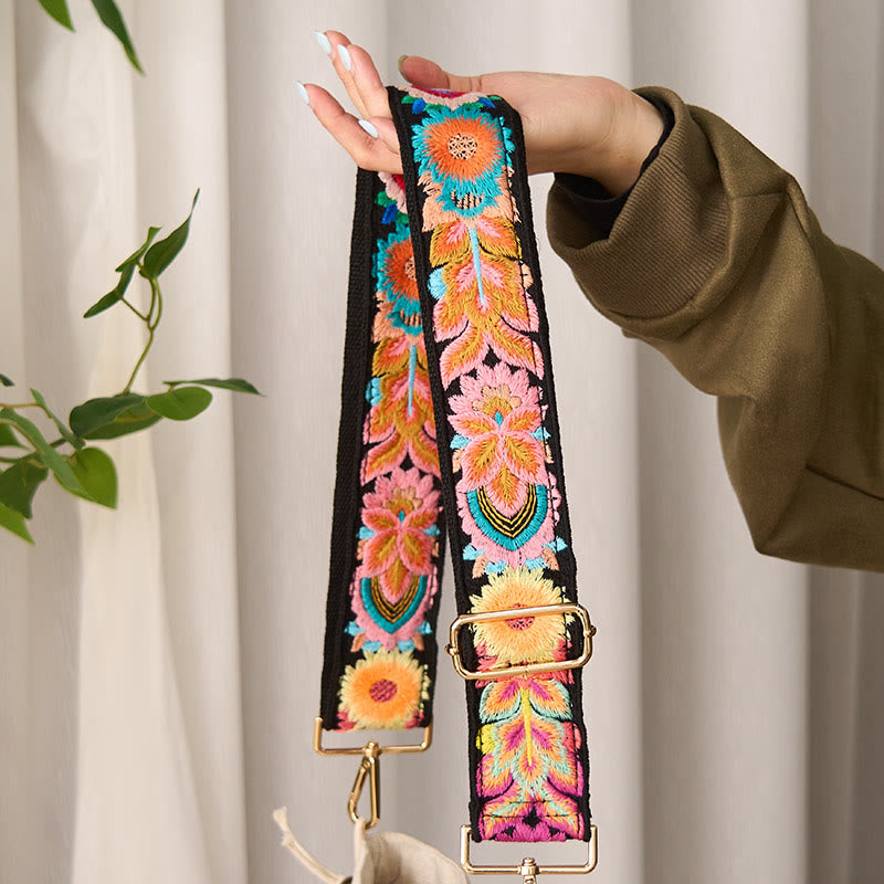 Buddha Stones Multicolor Flower Embroidery Adjustable Handbags Crossbody Shoulder Bag Straps - image 2
