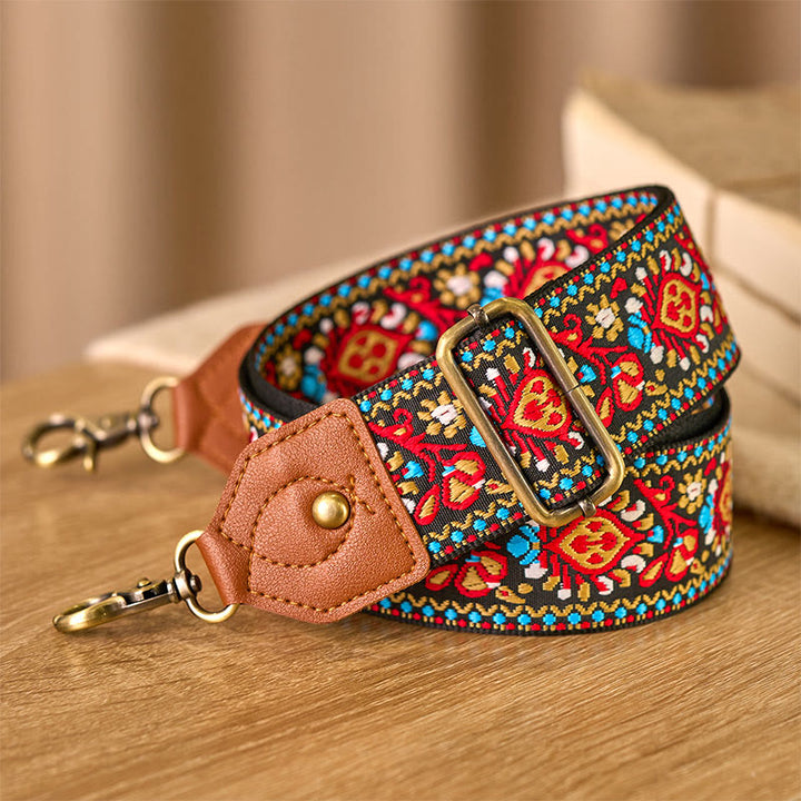 Buddha Stones Brown Black Safflower Jacquard Adjustable Handbags Crossbody Shoulder Bag Straps - image 3