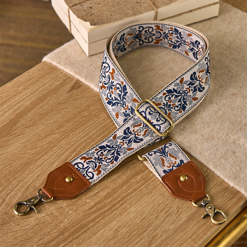 Buddha Stones Flower Geometric Embroidery Adjustable Handbags Crossbody Shoulder Bag Straps Replacement - Beige - 80-140cm*5cm - image 20