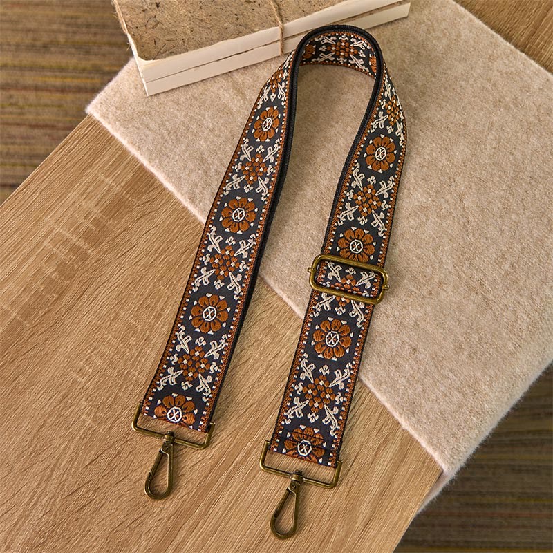 Buddha Stones Boho Brown Flower Geometric Adjustable Handbags Crossbody Shoulder Bag Straps Replacement - image 1