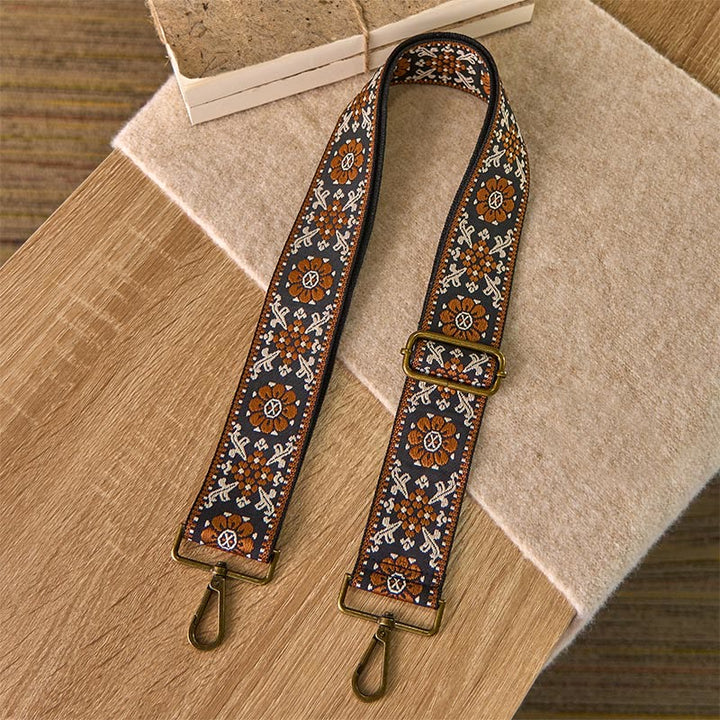 Buddha Stones Boho Brown Flower Geometric Adjustable Handbags Crossbody Shoulder Bag Straps Replacement - image 1