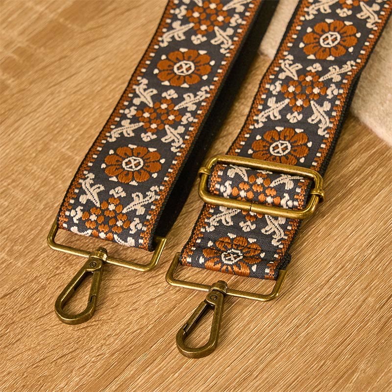 Buddha Stones Boho Brown Flower Geometric Adjustable Handbags Crossbody Shoulder Bag Straps Replacement - image 4