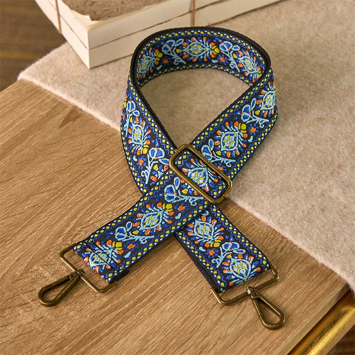 Buddha Stones Boho Navy Blue Flower Geometric Adjustable Handbags Crossbody Shoulder Bag Straps Replacement - Navy Blue - 70-135cm*5cm - image 0