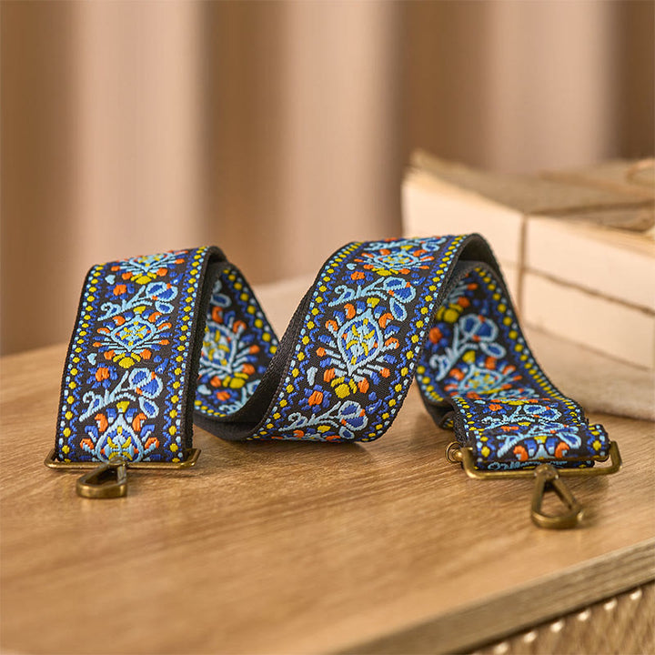 Buddha Stones Boho Navy Blue Flower Geometric Adjustable Handbags Crossbody Shoulder Bag Straps Replacement - image 3