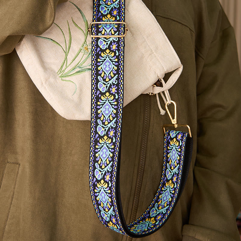 Buddha Stones Bohemian Flower Geometric Stripes Embroidery Adjustable Handbags Crossbody Shoulder Bag Purse Straps Replacement - image 6