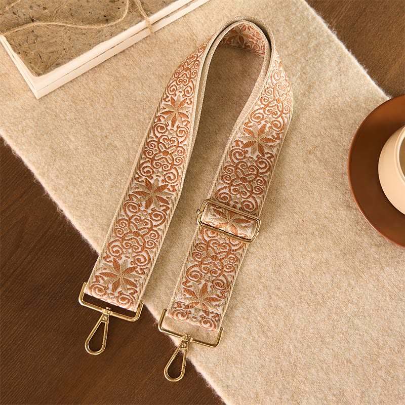 Buddha Stones Bohemian Brown Beige Flower Geometric Embroidery Adjustable Handbags Crossbody Shoulder Bag Purse Straps Replacement - image 1