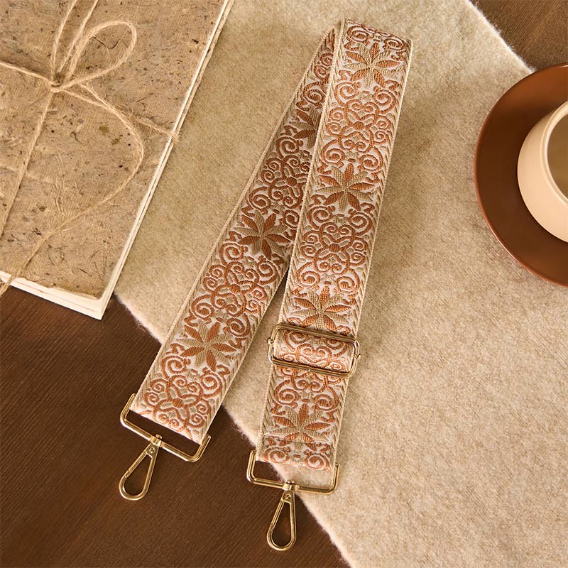 Buddha Stones Bohemian Brown Beige Flower Geometric Embroidery Adjustable Handbags Crossbody Shoulder Bag Purse Straps Replacement - image 2