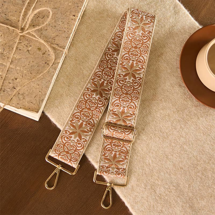 Buddha Stones Bohemian Brown Beige Flower Geometric Embroidery Adjustable Handbags Crossbody Shoulder Bag Purse Straps Replacement - image 2