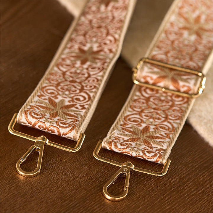 Buddha Stones Bohemian Brown Beige Flower Geometric Embroidery Adjustable Handbags Crossbody Shoulder Bag Purse Straps Replacement - image 6