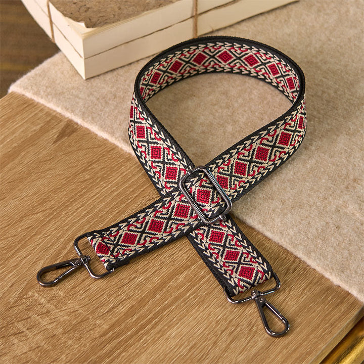 Buddha Stones Boho Diamond Rhombus Stripe Geometric Adjustable Handbags Crossbody Shoulder Bag Straps Replacement - Red - 75-145cm*3.8cm - image 4