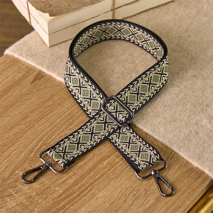 Buddha Stones Boho Diamond Rhombus Stripe Geometric Adjustable Handbags Crossbody Shoulder Bag Straps Replacement - Light Green - 75-145cm*3.8cm - image 6