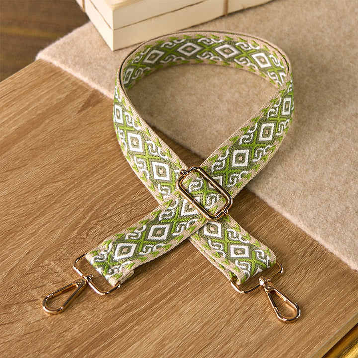 Buddha Stones Boho Rhombus Quadrilateral Stripe Geometric Jacquard Adjustable Handbags Crossbody Shoulder Bag Straps Replacement - Light Green - 75-145cm*3.8cm - image 11