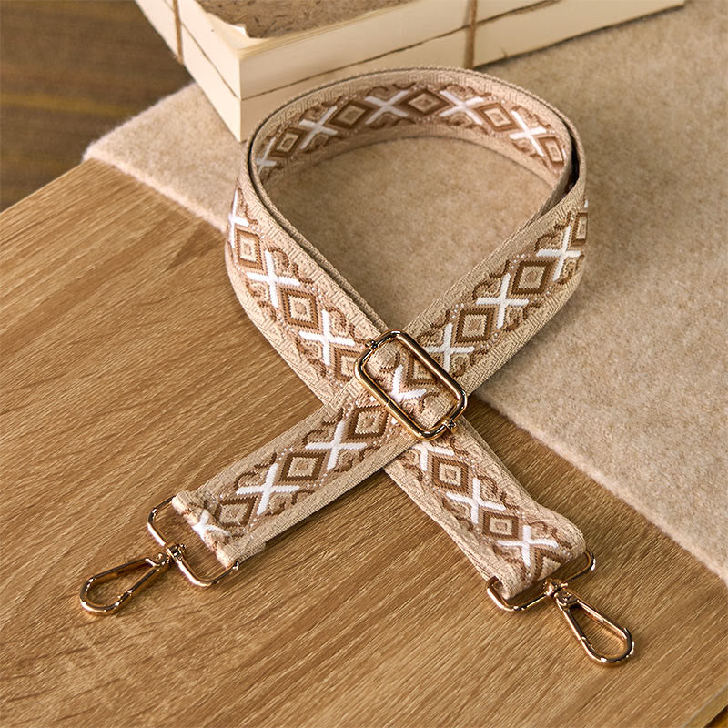 Buddha Stones Boho Rhombus Stripe Geometric Jacquard Adjustable Handbags Crossbody Shoulder Bag Straps Replacement - Brown - 75-145cm*3.8cm - image 7