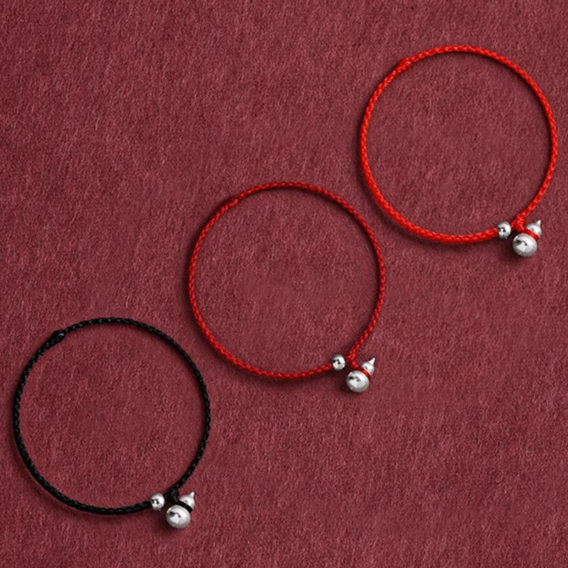 Buddha Stones 925 Sterling Silver Gourd Lucky Fortune Charm String Connection Bracelet - image 14